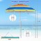 6.5 Feet Multi-Color Polyester Beach Umbrella with Silver-Coated Aluminum Frame and Adjustable Tilt